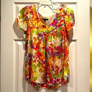 Multi colored short sleeved blouse - pretty for Spring